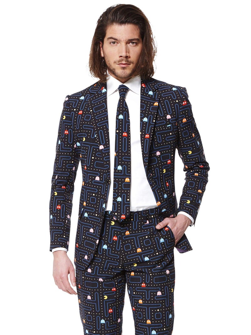 Opposuits Men's Suit - PAC-Man Pixel Arcade Game Costume - Slim Fit - Black - Includes Blazer, Pants and Tie - Image 4